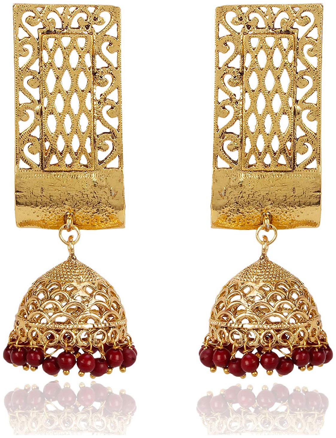 

Shining Diva Fashion Latest Design Stylish Party Wear Pearl Jhumki Traditional Earrings for Women and Girls (10287er)