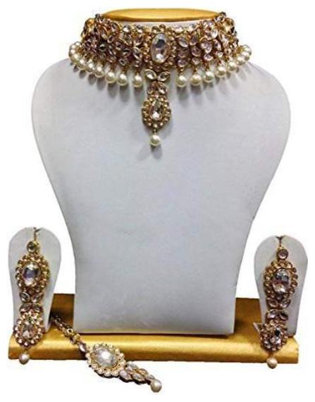 

Shining Diva Gold-Plated Necklace Set for Women(White)(6735s)