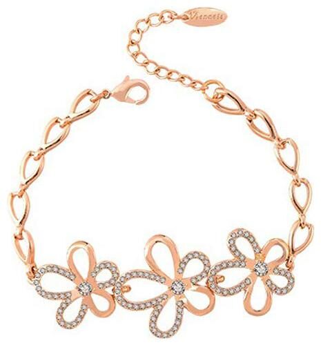 

Shining Diva Fashion Crystal Flower Bracelet for Women and Girls (Rose Gold) (10631b)