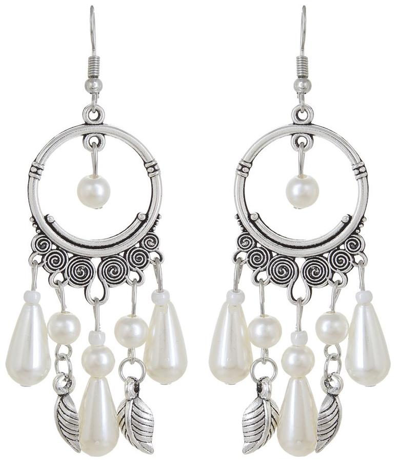 

Shining Diva Fashion Jewellery Oxidized Silver Bohemian Stylish Fancy Party Wear Traditional Earrings For Women Girls Jewelry(White)(8932er)