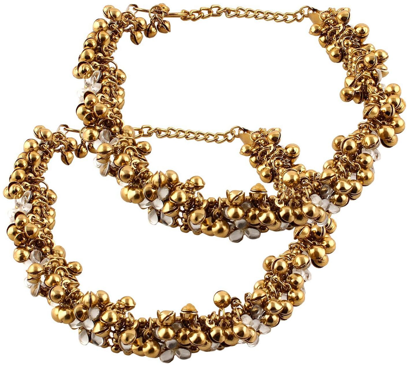 

Shining Diva Antique Gold Plated Kundan Payal Anklets for Girls and Women