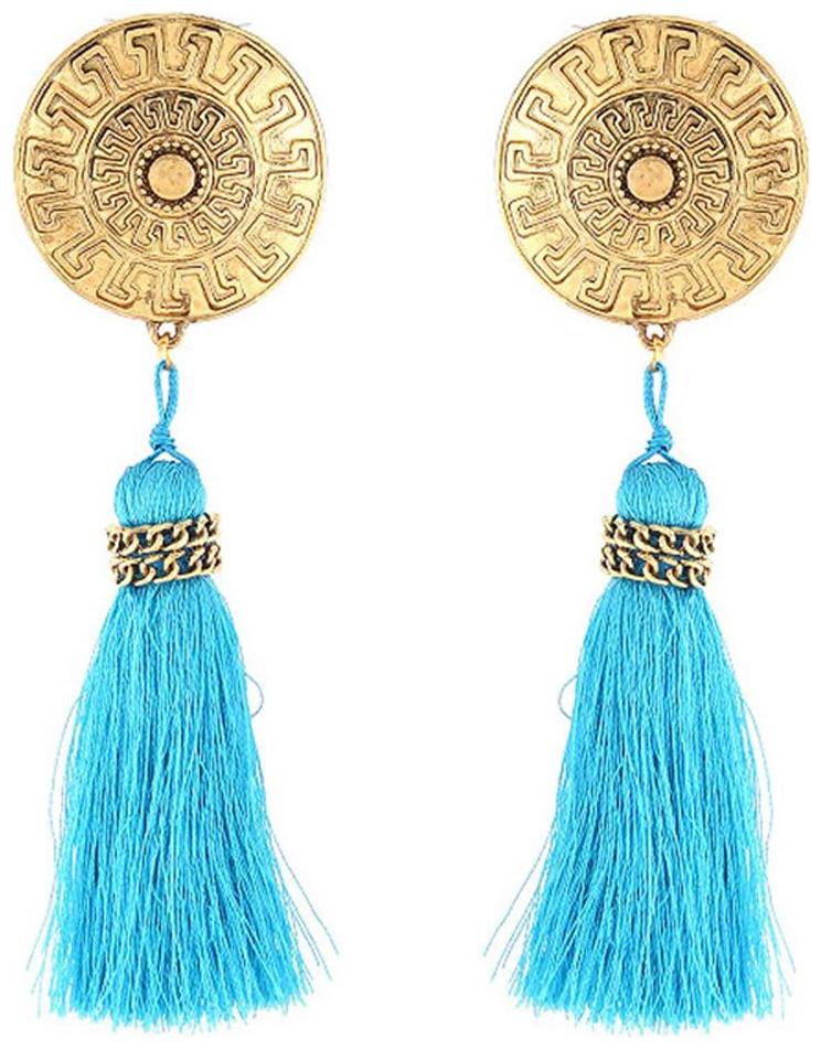 

Shining Diva Fashion Bohemian Tassel Stylish Earrings for Women Girls (Blue) (9260er)