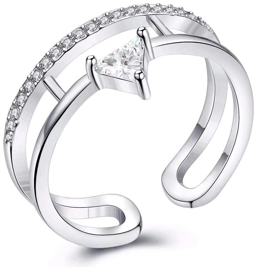

Shining Diva Fashion AAA AAA Zircon Crystal Adjustable Silver Plated Ring for Women and Girls (Silver) (9881r)