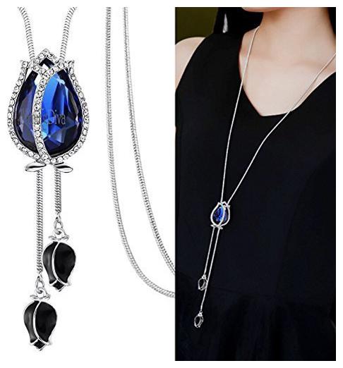 

Shining Diva Fashion Jewellery Pendants for Girls with Long Chain Pendent Party Necklace for Women Girls(Silver)(9270np)