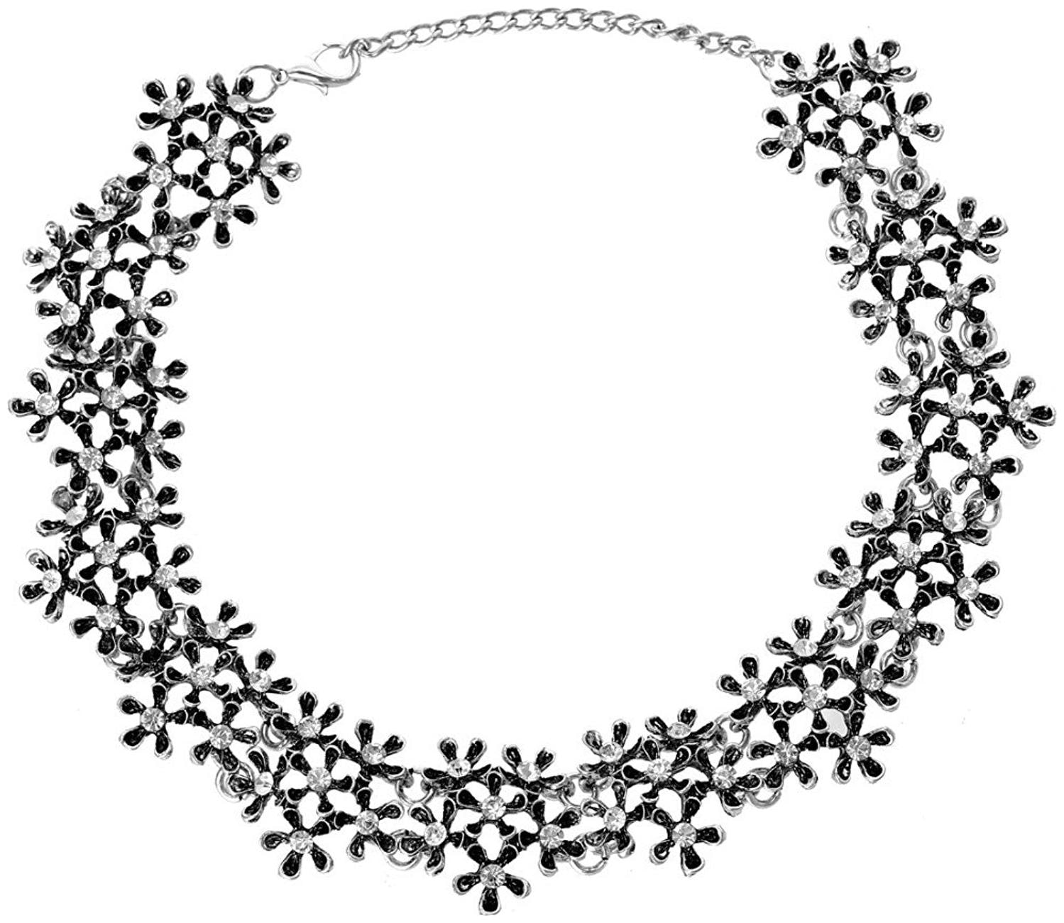 

Shining Diva Fashion Oxidized Silver Choker Necklace for Women Girls(Silver)(8428np)