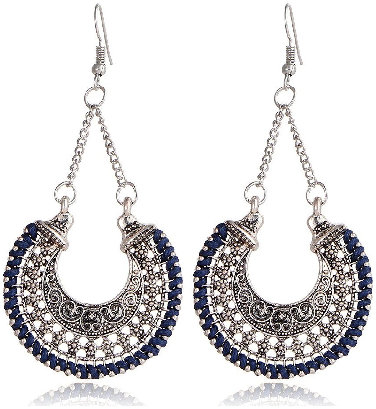 

Shining Diva Fashion Blue Metal Dangle Drop Earrings For Women(9511er)