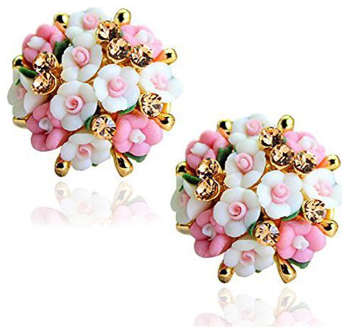 

Shining Diva Fashion White Pink Floral Stylish Stud Earrings for Women and Girls(9173er)