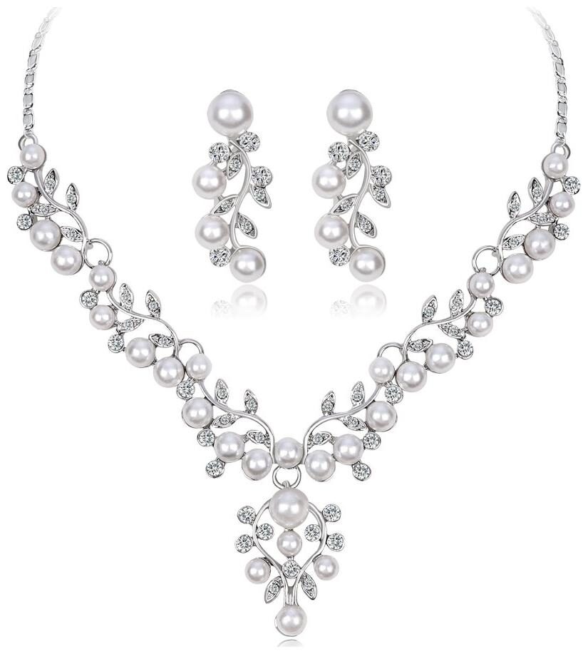 

Shining Diva Fashion Silver Plated Traditional Pearl Necklace Jewellery Set for Women