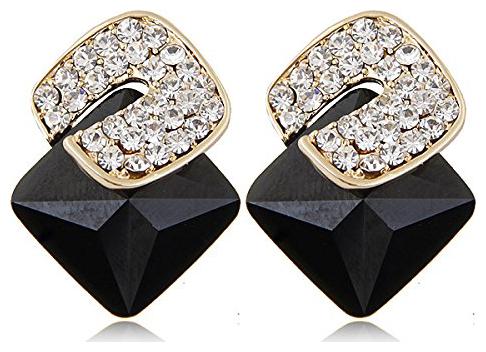 

Shining Diva Fashion Black Crystal Stud Earrings For Women(8768er)