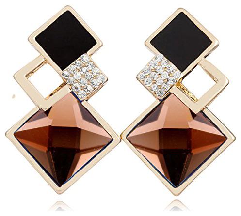 

Shining Diva Fashion Latest Design Brown Crystal Stylish Earrings for Women and Girls