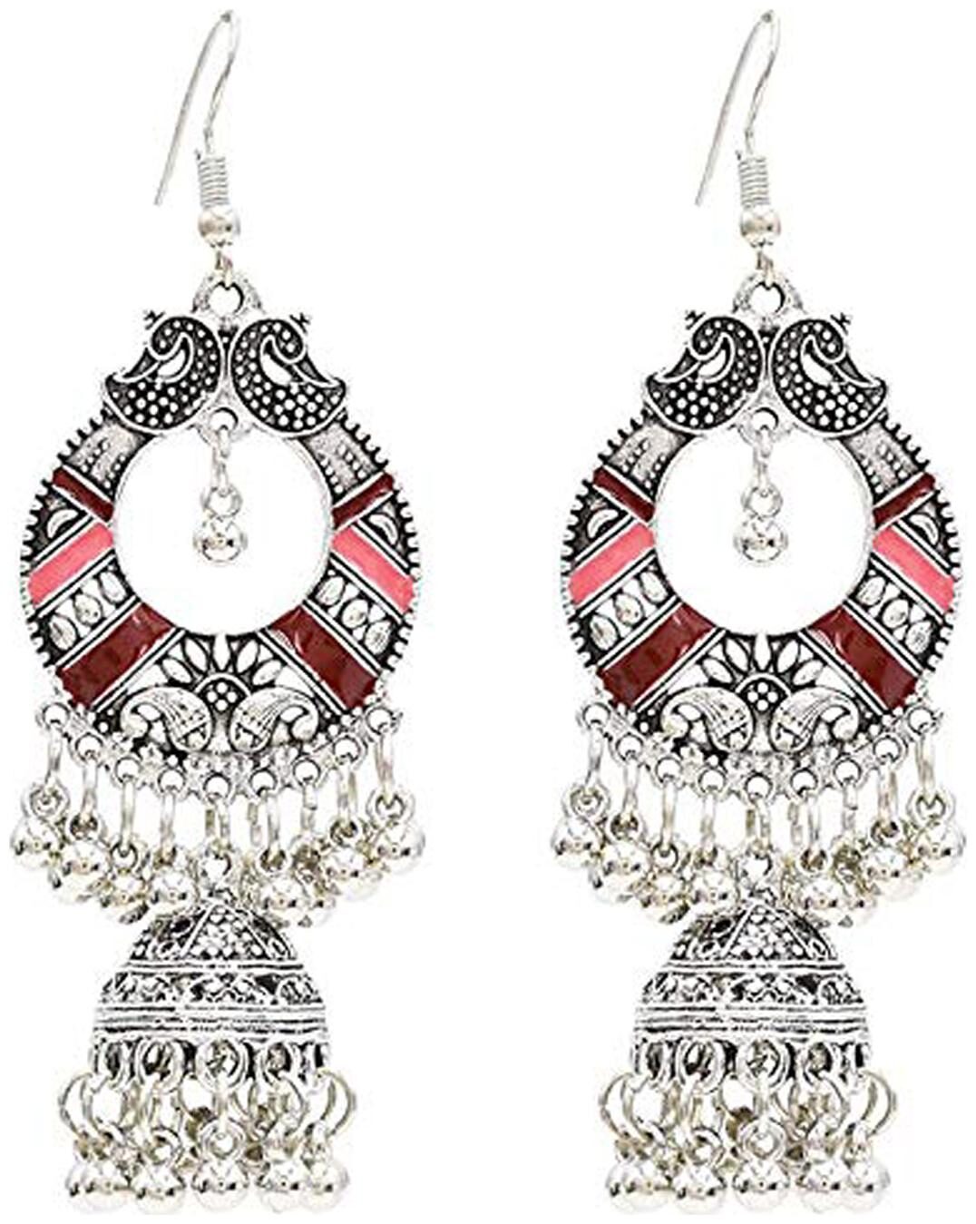 

Shining Diva Fashion Oxidised Silver Jhumka Jhumki Earrings For Women Traditional Stylish Party Wear Earrings for Girls (10347er)