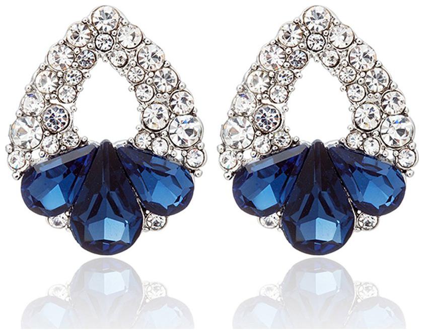 

Shining Diva Fashion Blue Crystal Stylish Stud Earrings for Women and Girls