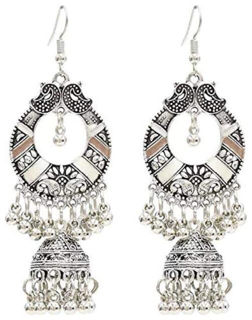 

Shining Diva Fashion Latest Design Oxidised Silver Stylish Party Wear Jhumki Traditional Earrings for Women and Girls