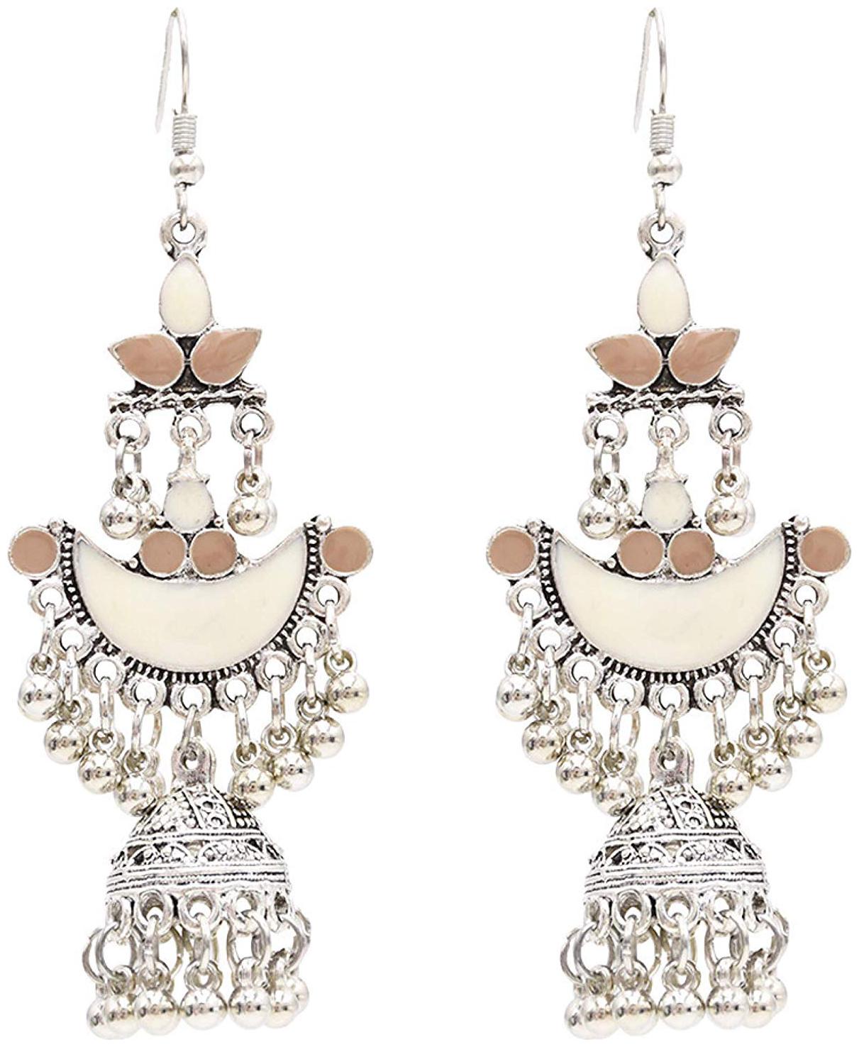 

Shining Diva Fashion Oxidised Silver Jhumka Jhumki Earrings For Women Traditional Stylish Party Wear Earrings for Girls (10341er)