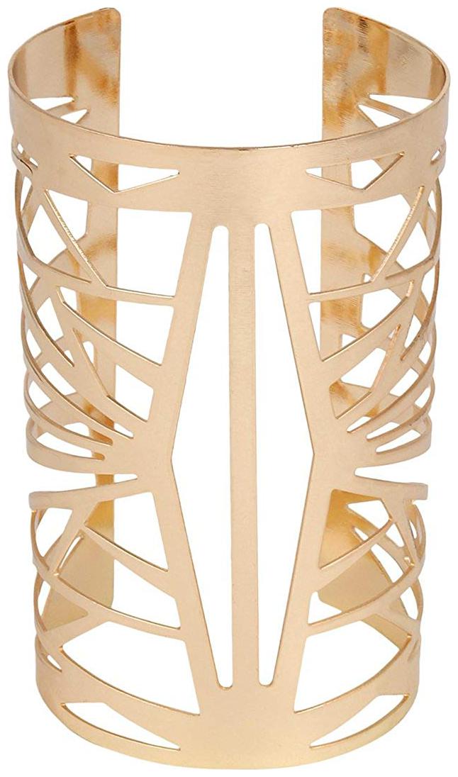 

Shining Diva Fashion Stylish Trendy Gold Tone Hand Cuff Bracelets for Girls(Golden)(7360b)
