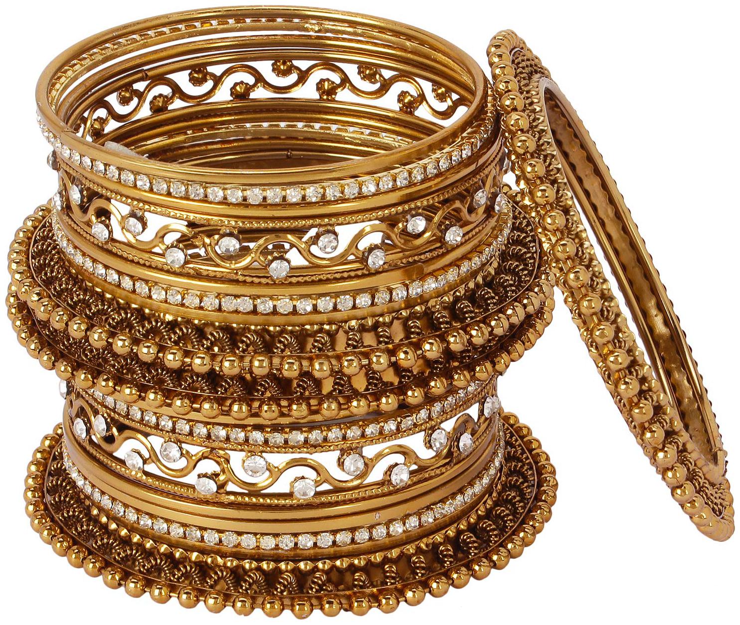 

Shining Diva Fashion Latest Antique Design Traditional Gold Plated Bangle for Women (Golden) (10417b 2 6)