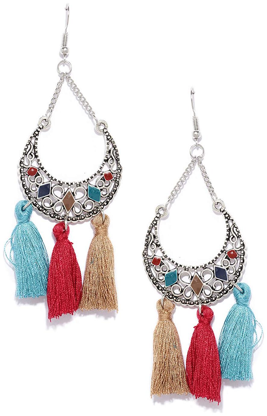 

Shining Diva Fashion Jewellery Multi Bohemian Tassel Stylish Earrings for Women and Girls (9524er)
