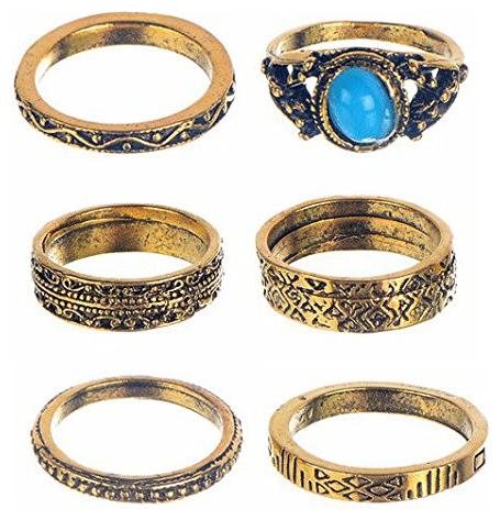 

Shining Diva Fashion Set of 6 Boho Midi Finger Ring for Women and Girls (Antique Gold) (8452r)