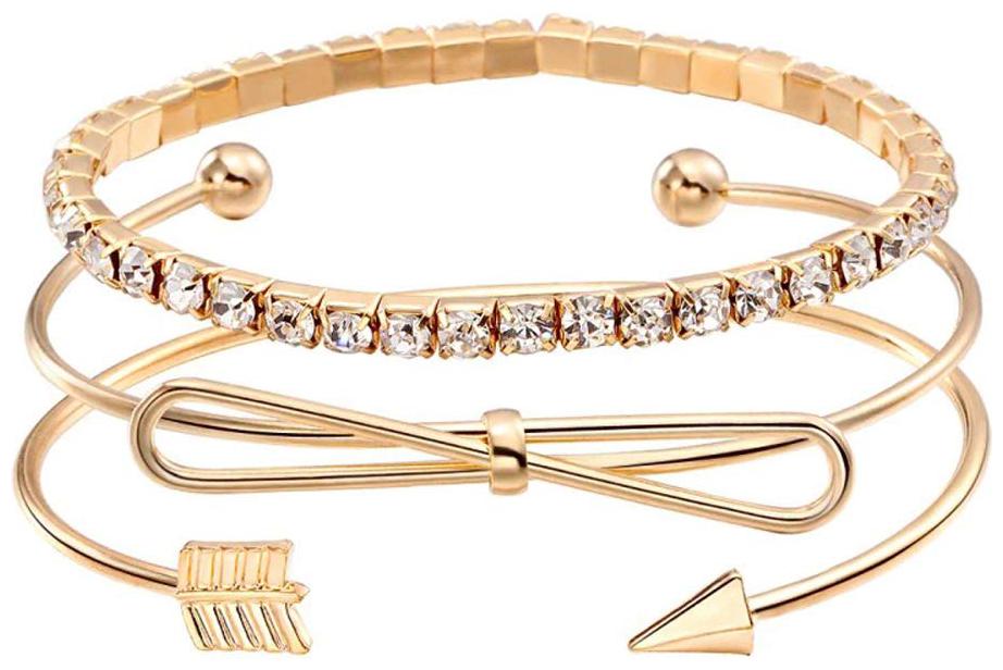 

Shining Diva Fashion Crystal Multilayer Charm Bangle Gold Plated Bracelet for Women and Girls (Golden) (10693b)