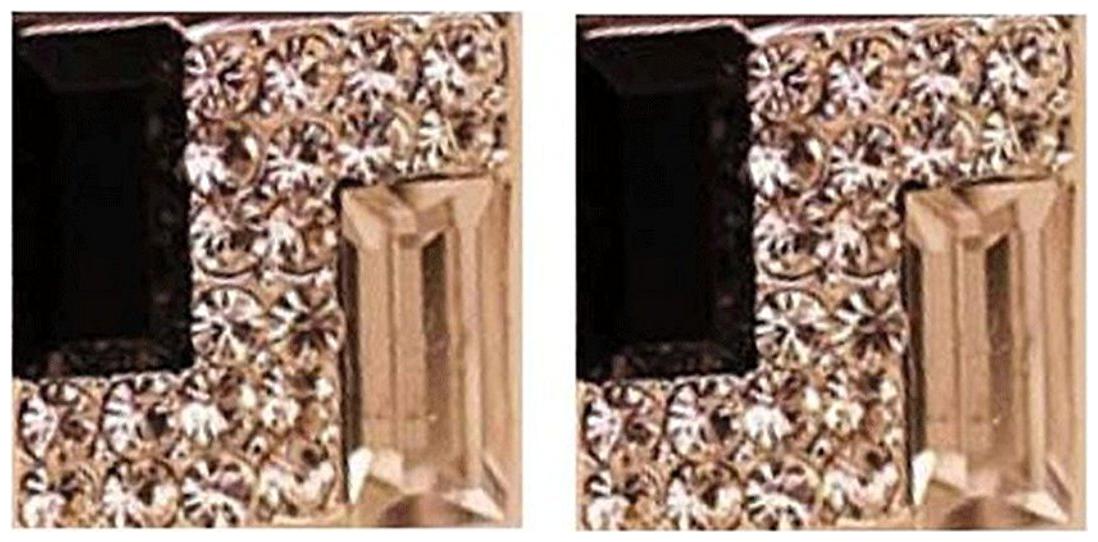

Cinderella Collection By Shining Diva Black Gold Square Stud Earrings For Girls and Women