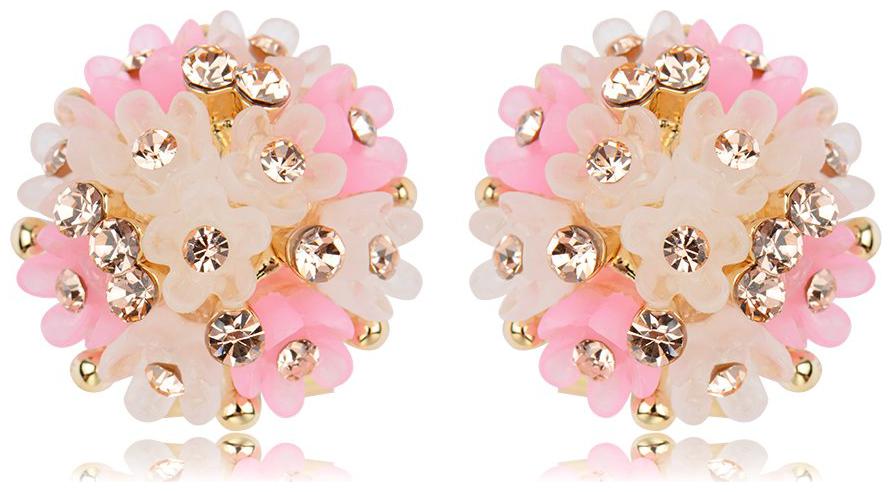 

Shining Diva Fashion Stylish Party Wear Tops Gold Plated Stud Earrings for Women (Pink-White)(9848er)