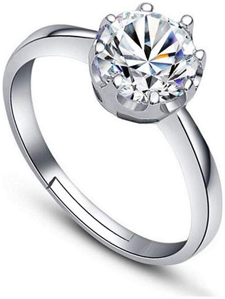 

Shining Diva Fashion AAA Solitaire Silver Plated Ring for Women (9858r)
