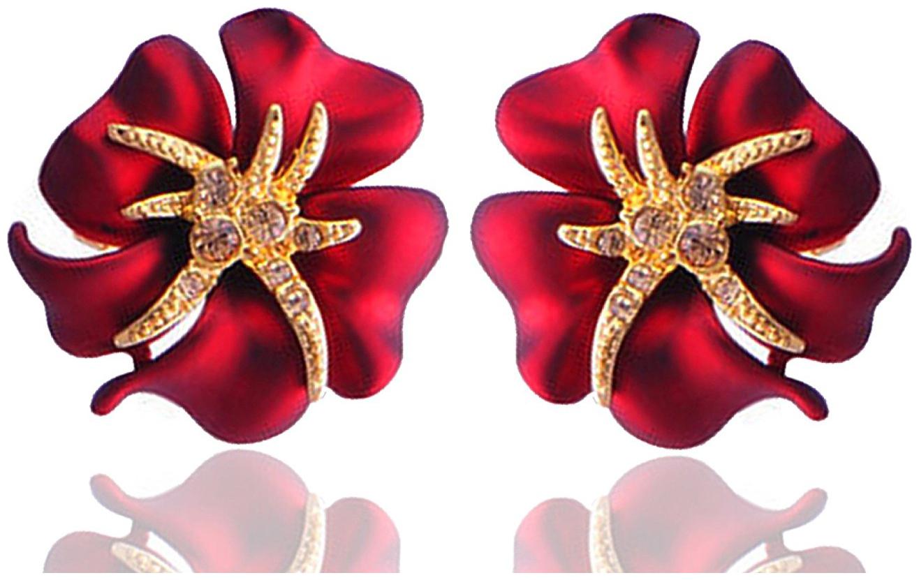 

Shining Diva Fashion Crystal Flower Stylish Fancy Party Wear Stud Tops Earrings for Women and Girls