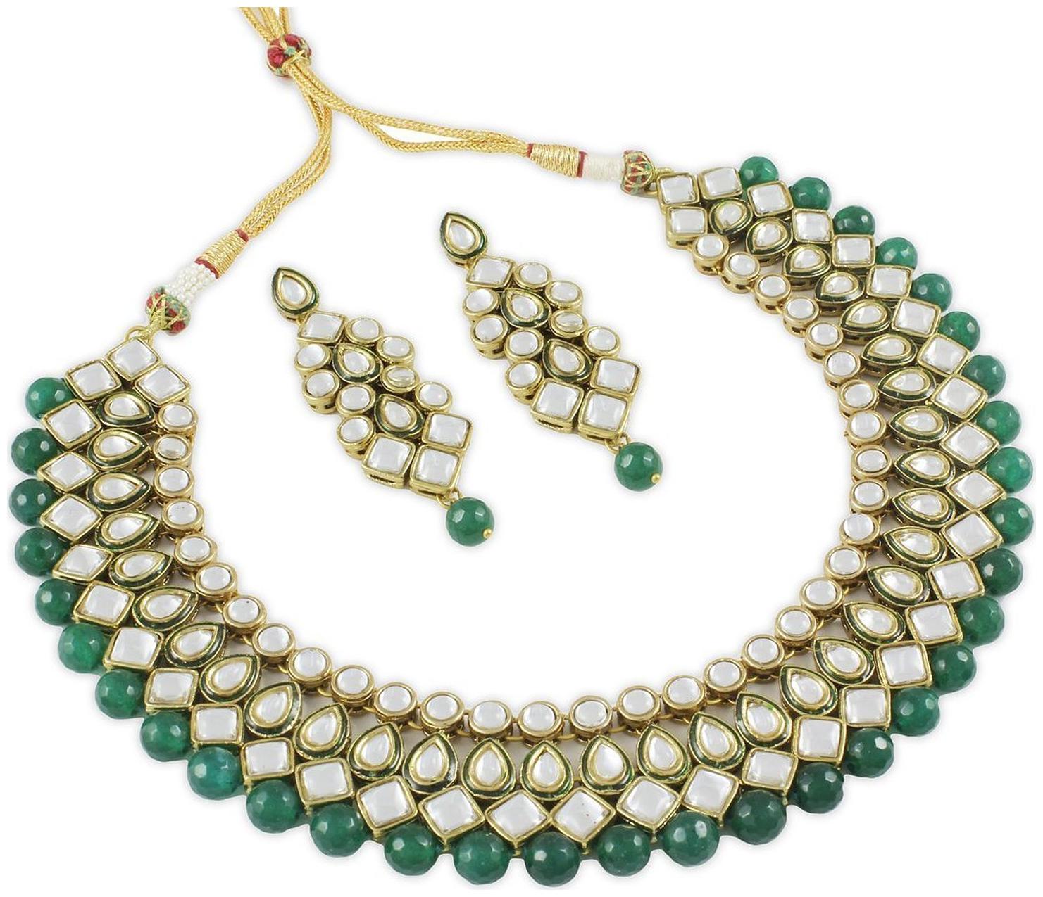 

Shining Diva Royal Kundan Traditional Jewellery Necklace Set for Women(Black)(7818s)