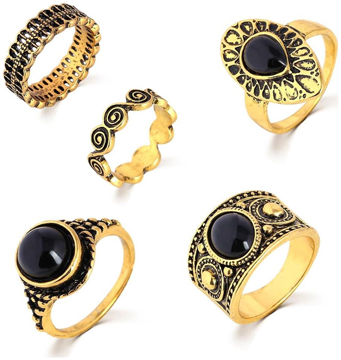 

Shining Diva Fashion Antique Gold Set of 5 Knuckle Midi Finger Rings for Girls and Women(Golden)(8611r)