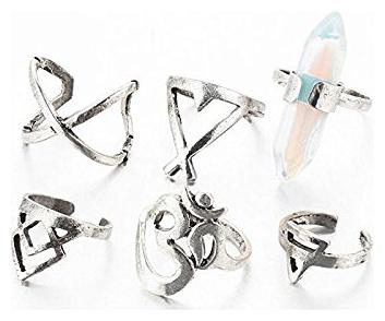 

Shining Diva Fashion Set of 6 Boho Midi Finger Ring for Women and Girls (Silver) (8608r)