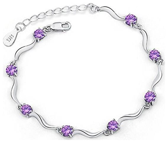 

Shining Diva Fashion AAA Crystals Silver Plated Chain Bracelet for Women and Girls (8515b)