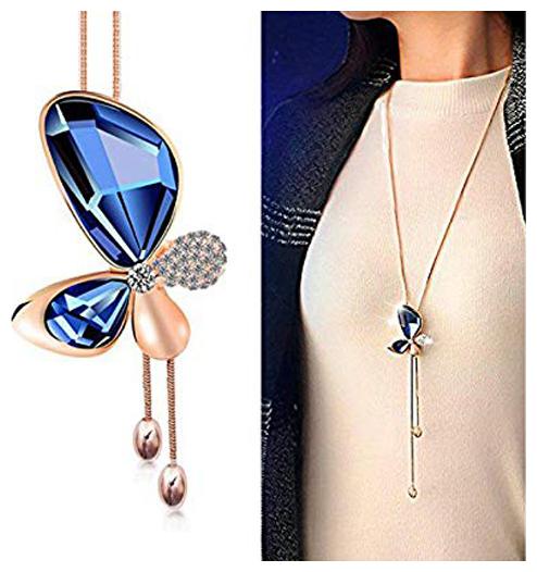 

Shining Diva Fashion Latest Fashion Jewellery Collection Gold Plated Pendant for Women (Blue)(9278np)
