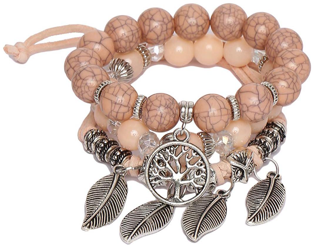 

Shining Diva Fashion Beads Charm Multilayer Bracelet for Women and Girls (Orange) (9284b)