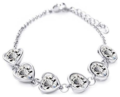 

Shining Diva Fashion Crystal Heart Silver Plated Bracelet for Women and Girls (Silver) (8346b)