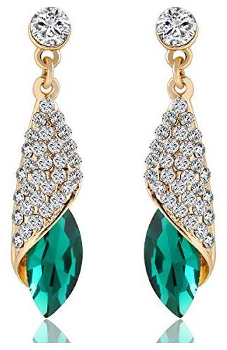 

Shining Diva Fashion 18k Green Crystal Stylish Fancy Party Wear Traditional Earrings For Women Girls(8625er)