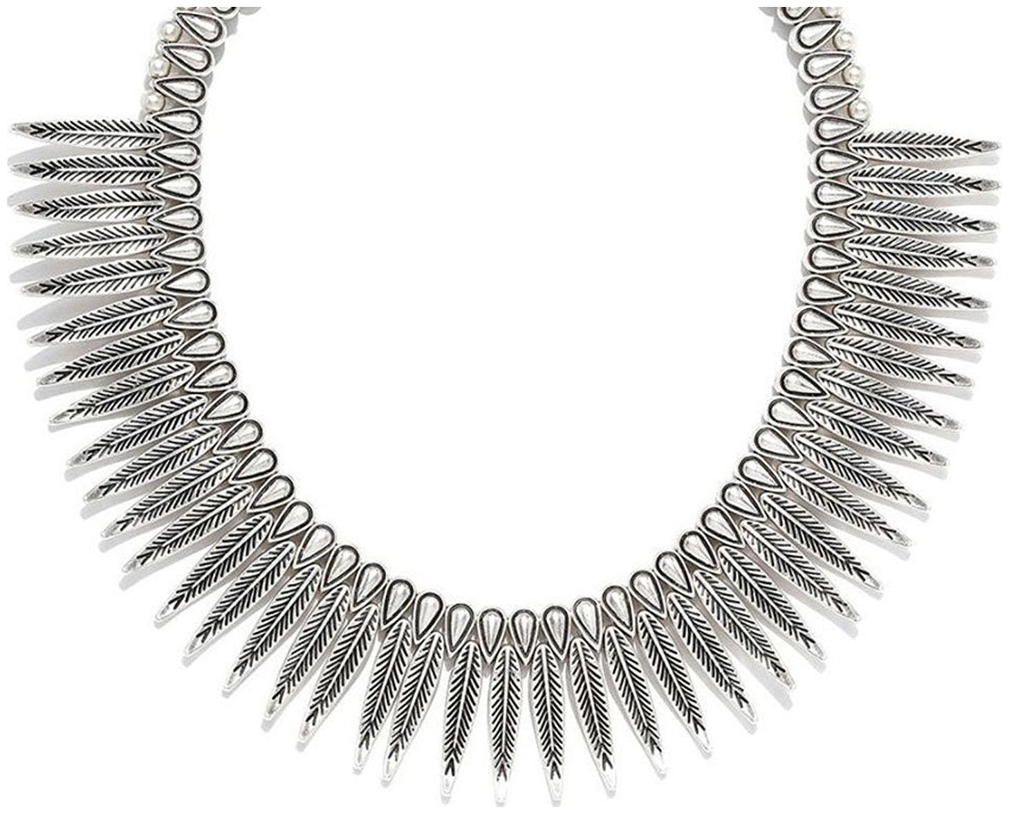 

Shining Diva Fashion Oxidised Silver Jewellery Bohemian Antique Choker Necklace for Women Girls(Silver)(9350np)