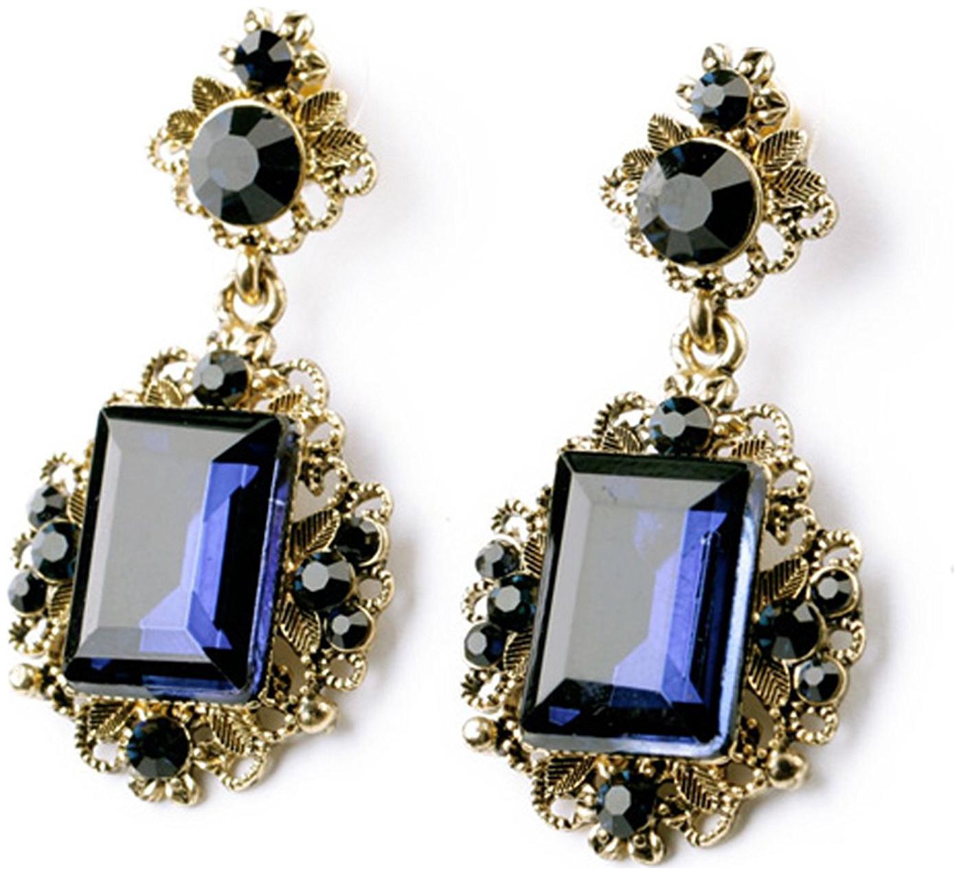 

Shining Diva Fashion Non Precious Metal Blue Gem Stylish Fancy Party Wear Earrings for Girls and Women(rr7141er)