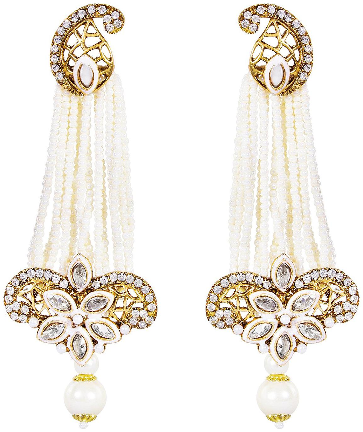 

Shining Diva Fashion Jewellery 18k Gold Plated Stylish Fancy Party Wear Pearl Traditional Earrings For Women Girls(Golden)(7832er)