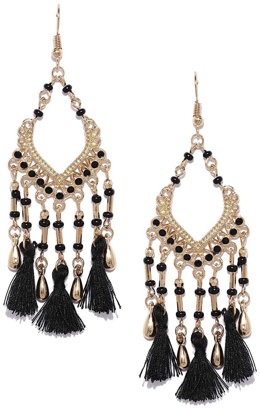

Shining Diva Fashion Jewellery Black Bohemian Tassel Stylish Earrings for Women and Girls (9528er)