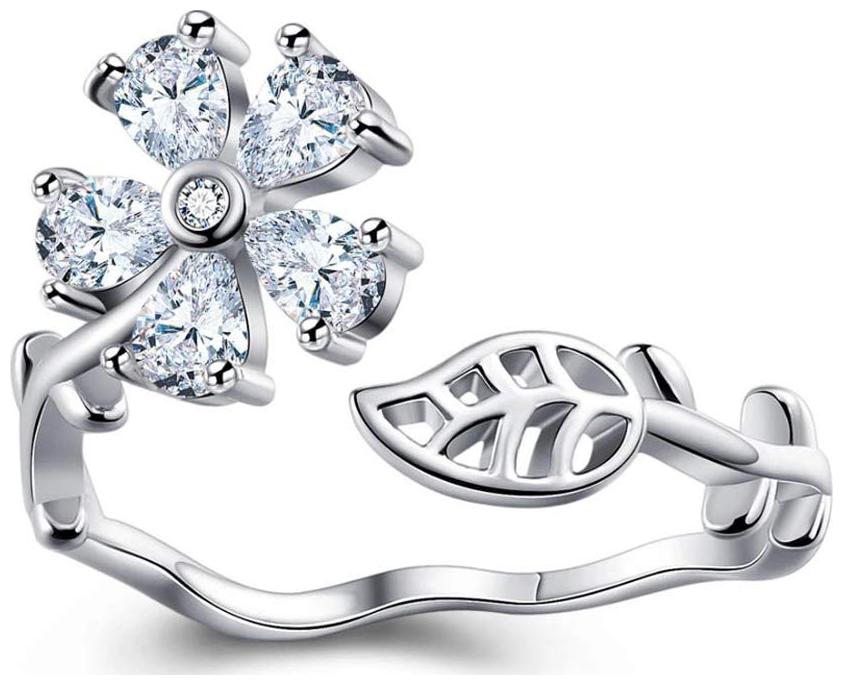 

Shining Diva Fashion AAA Zircon Flower Adjustable Ring for Women and Girls