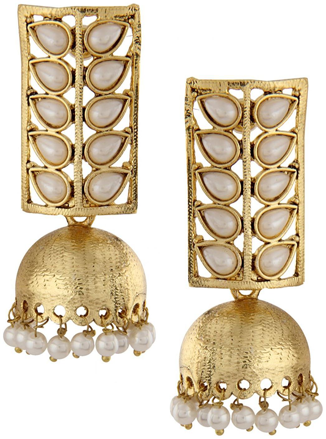 

Shining Diva Traditional Pearl Jewellery Stylish Fancy Party Wear Jhumki Jhumka Earrings For Women and Girls (Golden) (8421er)