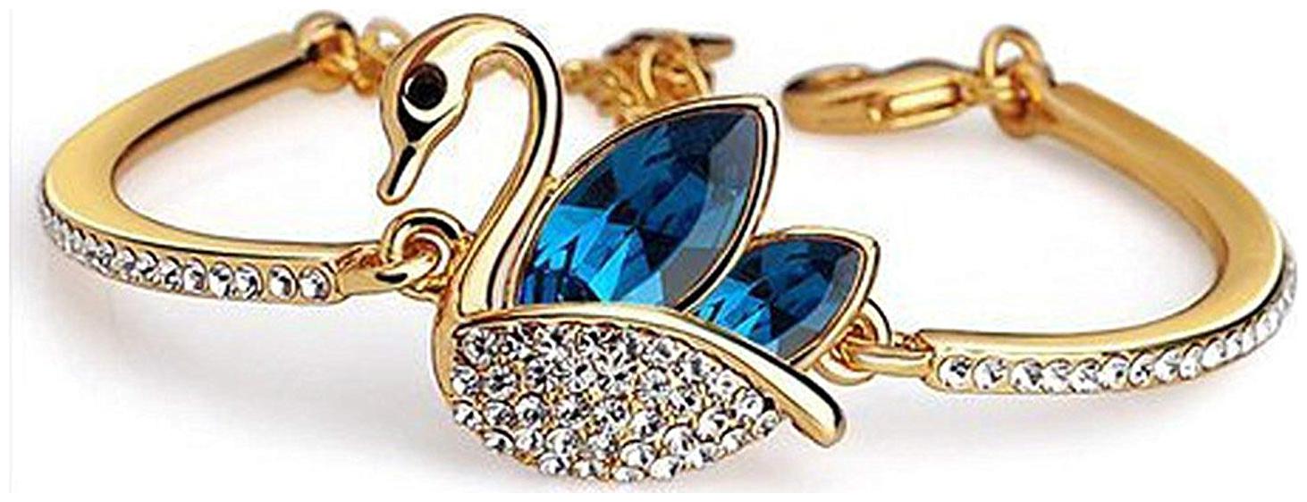 

Valentine Gift By Shining Diva Gold Crystal Cuff Kadaa Bangle for Women(Golden)(8004b)