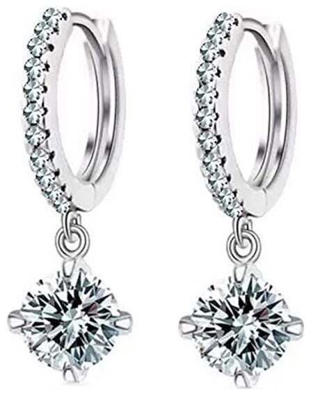 

Shining Diva Fashion Silver Platinum Plated Austrian Crystal Hoop Earring For Women (Silver) (r7420er)