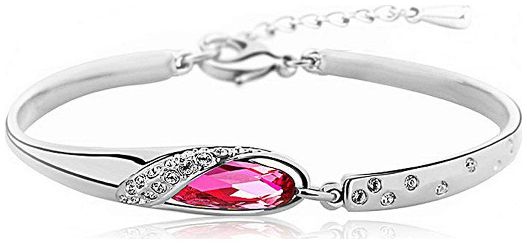 

Shining Diva Fashion Pink Crystal Platinum Plated Bangle For Women