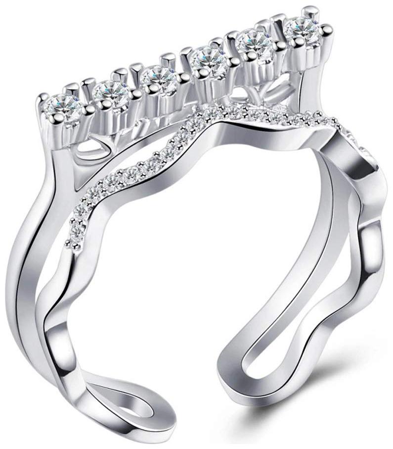 

Shining Diva Fashion AAA AAA Zircon Crystal Adjustable Silver Plated Ring for Women and Girls (Silver) (9886r)