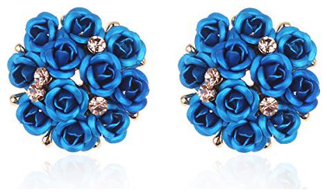 

Shining Diva Fashion Blue Floral Gold Plated Stud Earrings for Women (9178er)