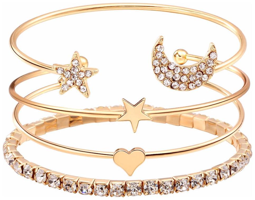 

Shining Diva Fashion Jewellery Crystal Multilayer Charm Bracelet for Girls and Women