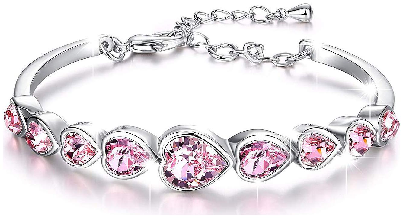 

Shining Diva Fashion Gifts Silver Plated Charm Bracelet for Women (Pink)(sd8336b)
