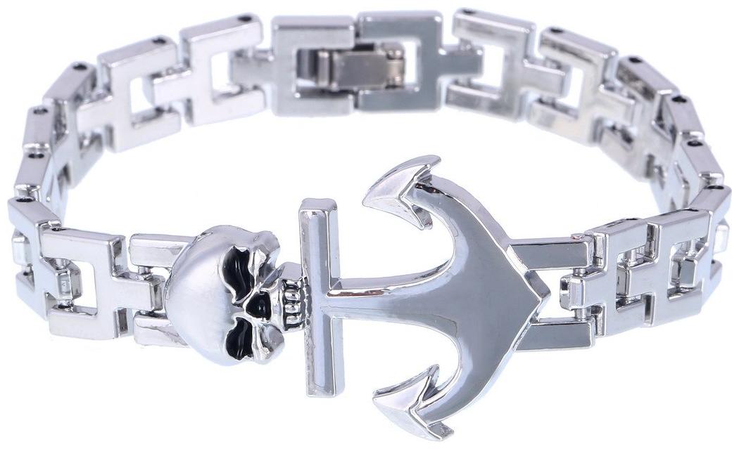 

Shining Diva Fashion Stainless Steel Bracelet for Men and Boys (Silver) (8129b)