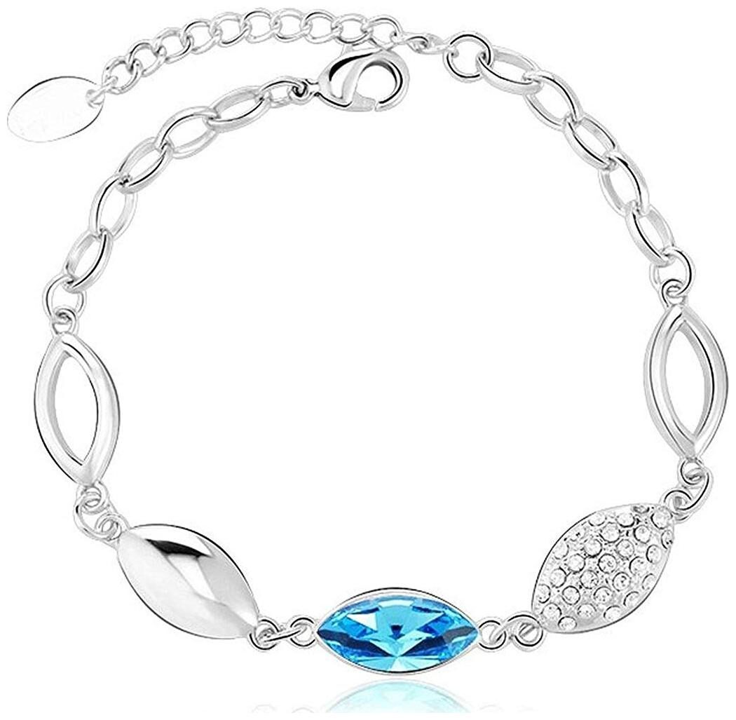 

Valentine Gift By Shining Diva Platinum Plated Blue Crystal Bracelet for Girls and Women